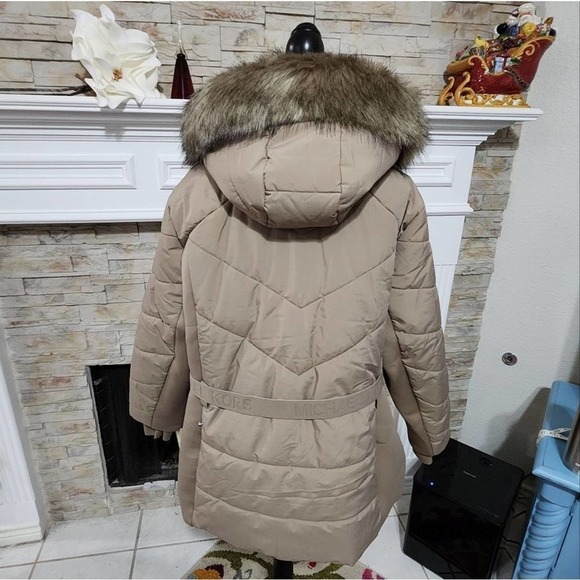 Michael Kors tan Taupe long puffer coat faux fur trim plus size 3X NEW!!! - Picture 2 of 14